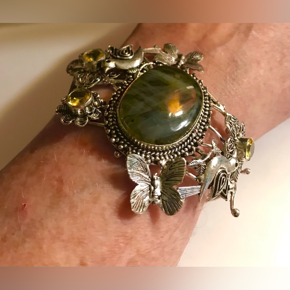 Labradorite Citrine 925 Sterling Silver Cuff Bracelet
